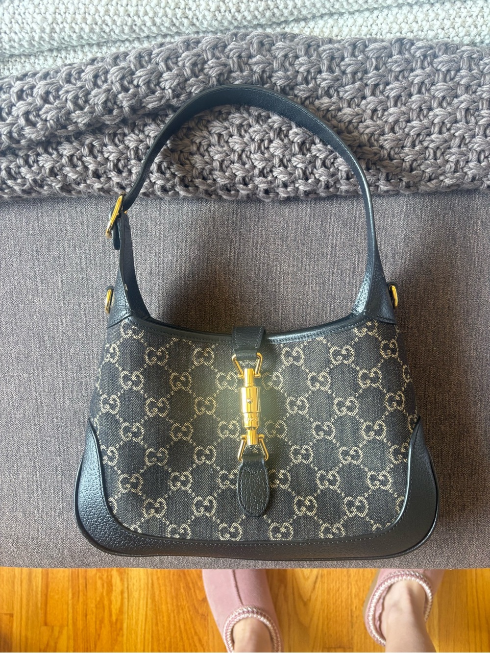 Gucci Jacquard Denim GG Monogram Small Jackie Bag